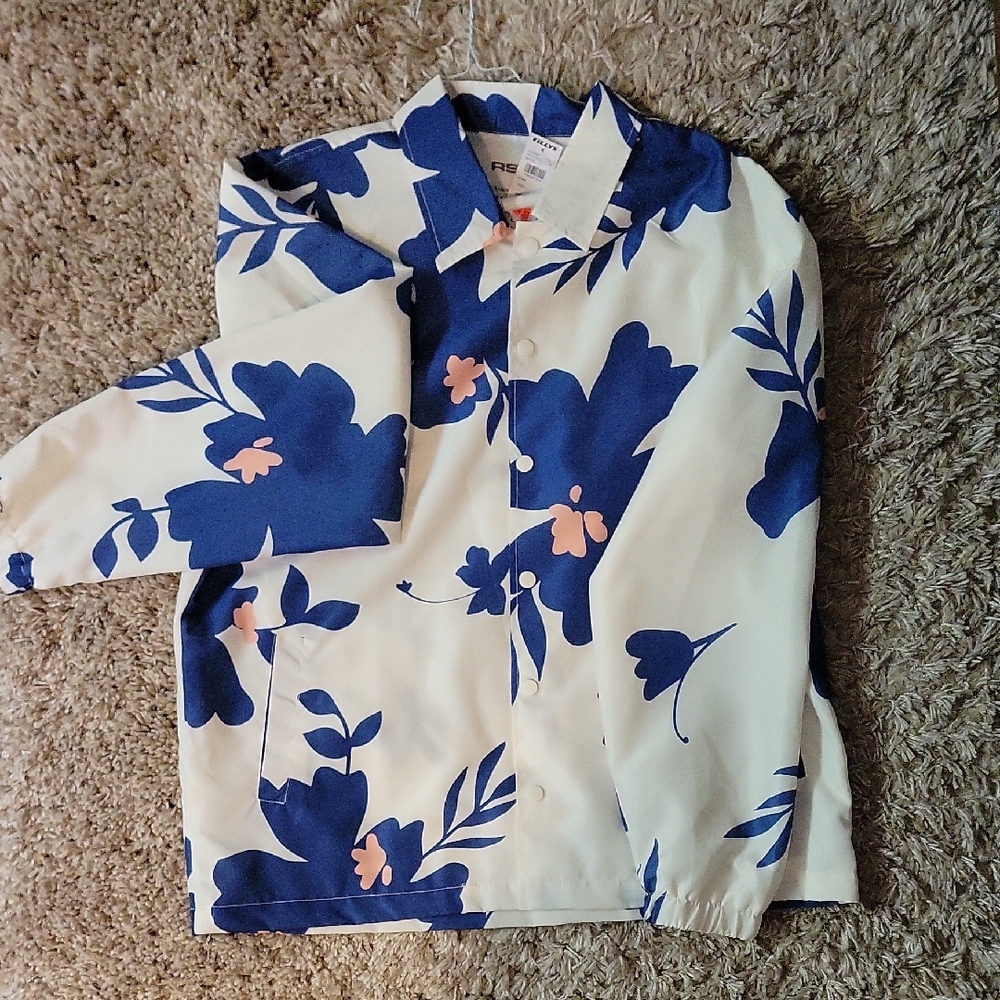 Floral Blue and White Coach's Jacket